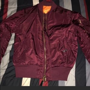 Preowned Maroon Urban Outfitters Bomber Jacket (Men)
